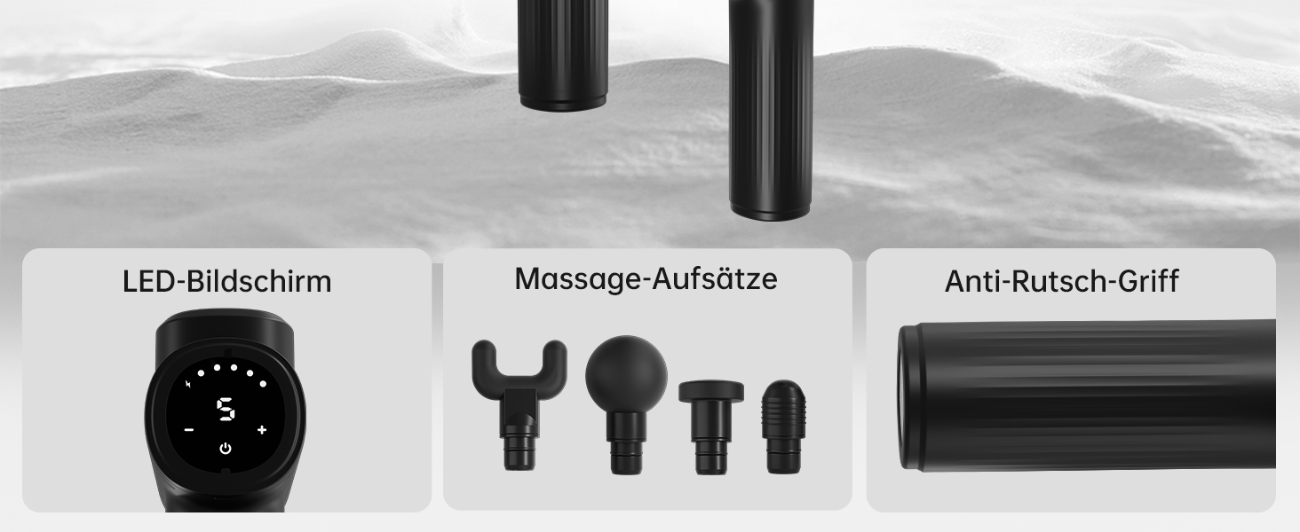 Перкусійний масажер Mebak 7 Massagepistole: електричний пістолет для глибокого масажу м'язів та фасцій, 5 рівнів швидкості, для спини та ніг (чорний)
