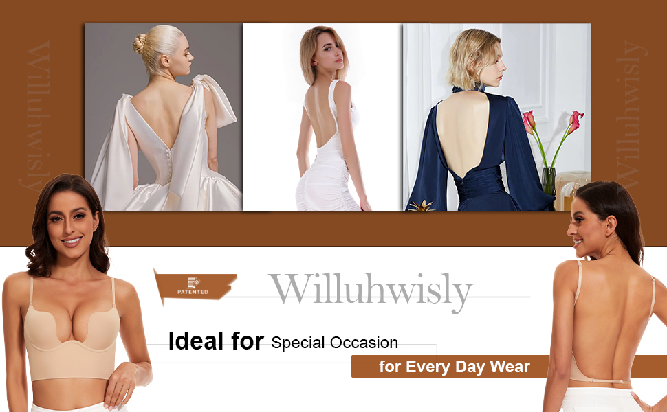 Безшовний бюстгальтер Willuhwisly для жінок, відкритий ззаду, 75C, бежевий