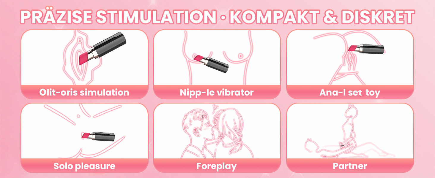 Вібратор для жінок TYDAY 6 SaugmodiLippenstift - міні вібратор для G-точки, водонепроникний, тихий, для стимуляції клітора, сексуальні іграшки для жінок та пар