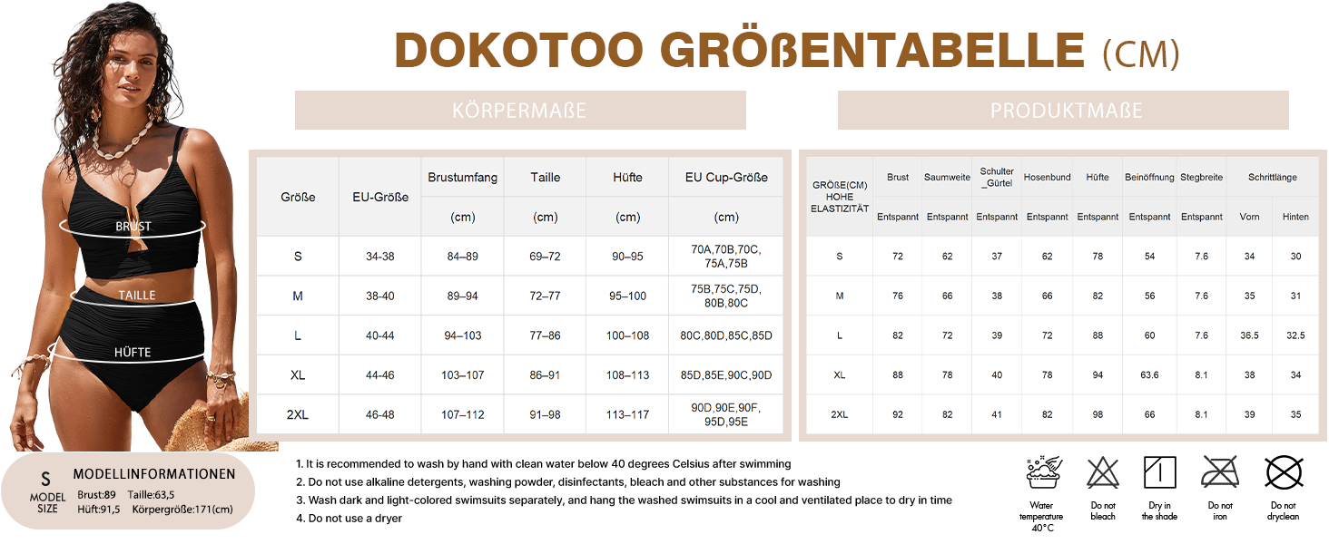 Купальник жіночий Dokotoo бікіні з пуш-ап ефектом, висока талія, чорний, S-XXL