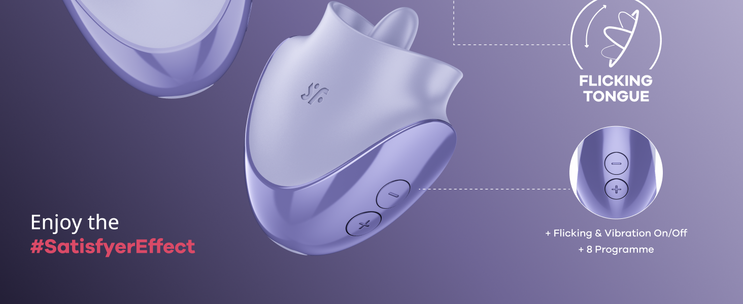 Satisfyer Tongue Dancer: Вібратор для клітора з функцією язичка, 8 режимів вібрації та 8 режимів стимуляції, силікон, водонепроникний (IPX7)