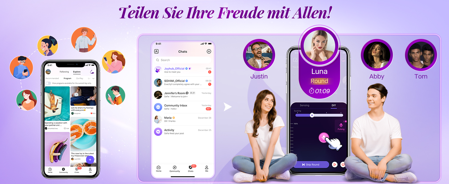 Вібратор KI-Sync Liebeskugeln для жінок, анальні дилдо-вібратори, комплекти для стимуляції клітора, 9 режимів, анальний плагін, стимулятор для G-точки (магента, універсальний розмір)