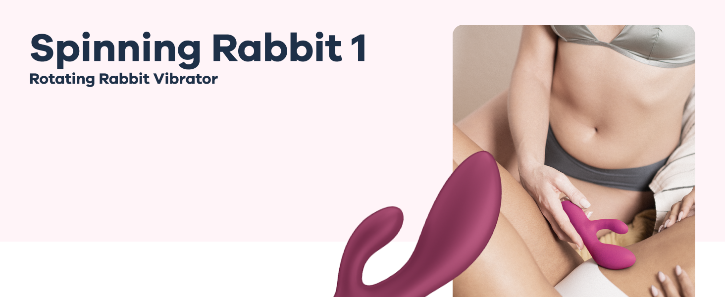 Satisfyer Spinning Rabbit - вібратор-зайчик | Стимуляція G-точки та клітора | Іграшка для дорослих з силікону | 12 вібрацій та 5 програм обертання | (Полуниця)