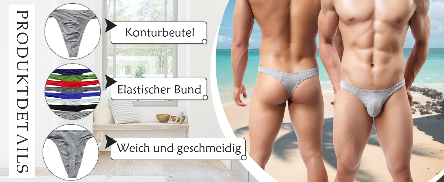 Чоловіча білизна QiaTi: труси-танга, сліпи, боксери (8 шт., M)