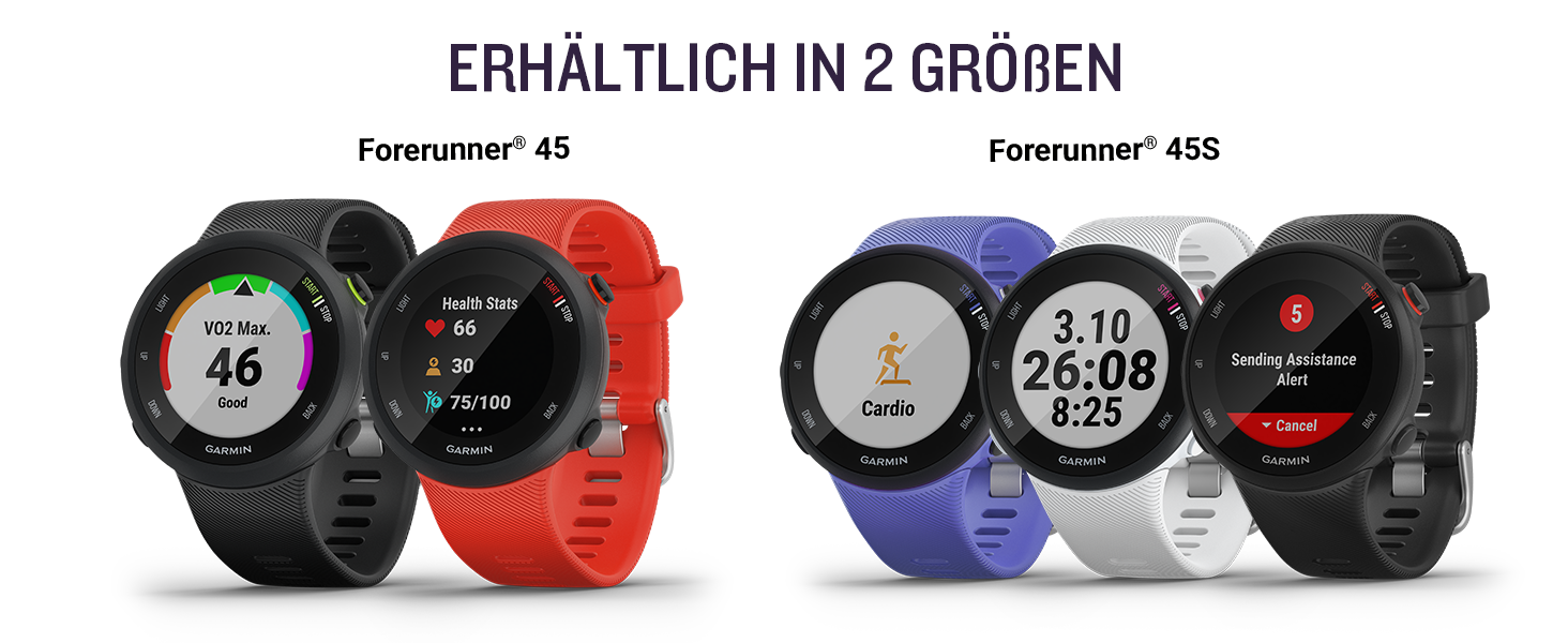 Спортивний GPS-годинник Garmin Forerunner 45 для бігу, фітнес-трекер з пульсометром та планами тренувань, червоний (розмір M)