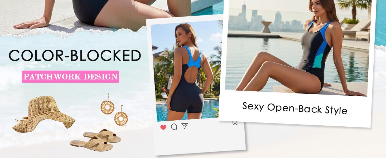 Жіночий спортивний купальник FEOYA з ефектом схуднення живота, Racerback, Boyleg, XL, блакитний