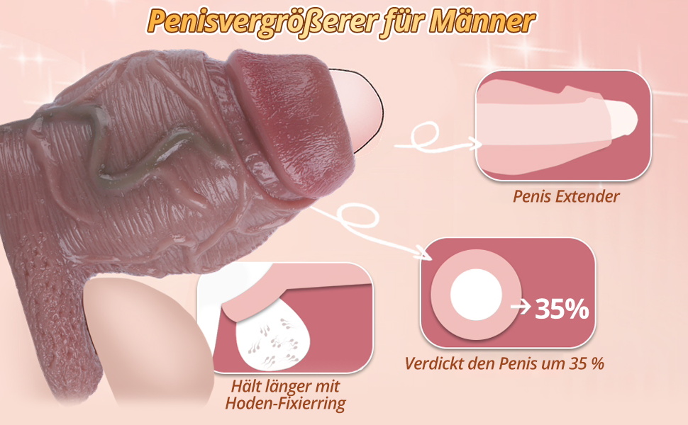 Реалістичний пеніс-чохол з кільцем для яєчок, для збільшення пеніса, з рідкого силікону, для затримки еякуляції (M)