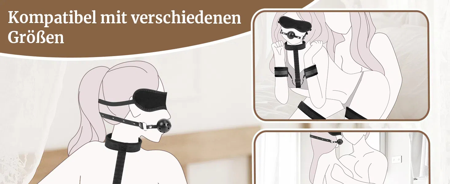 Набір для БДСМ для пар: кайдани, наручники, фіксатори для ніг та рота. Міцний набір для сексуальних ігор.