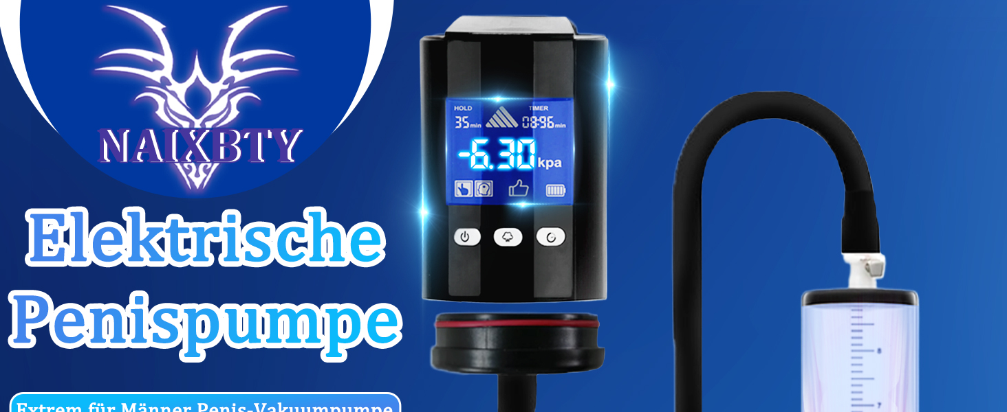 Електрична вакуумна помпа для чоловіків NAIXBTY для збільшення пеніса та покращення ерекції. Різні режими, вакуумна помпа для стимуляції, секс-іграшки. Розміри: 22.9*5.1 см