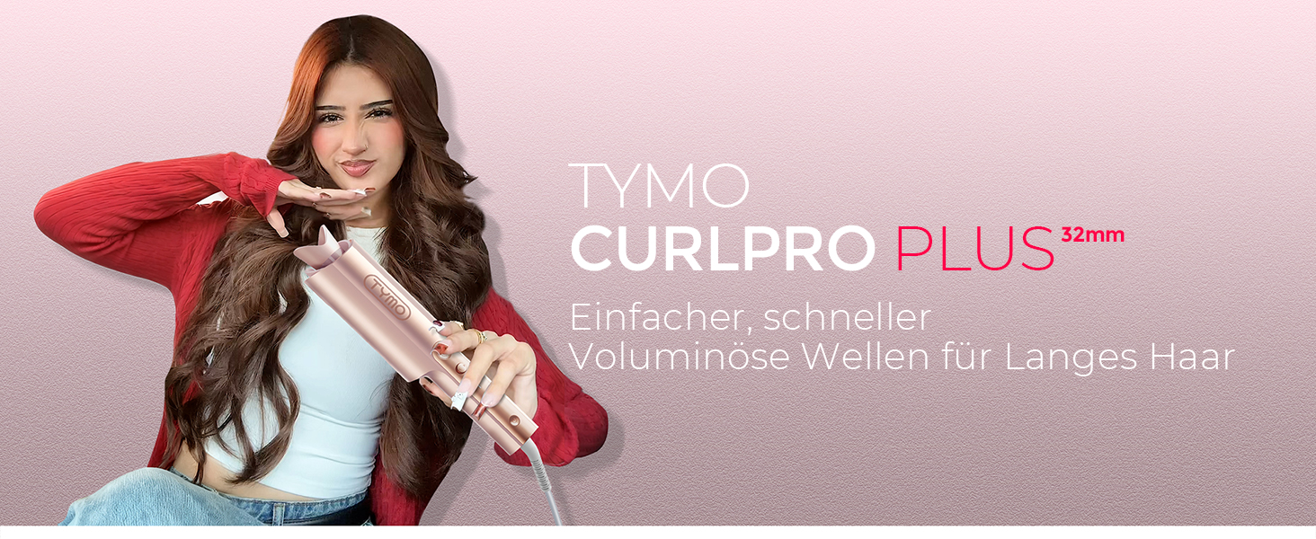 Автоматичний завивач локонів TYMO Curlpro Plus для довгих волосся, 32 мм, ефект пляжних хвиль, з захистом від опіків, золотавий рожевий