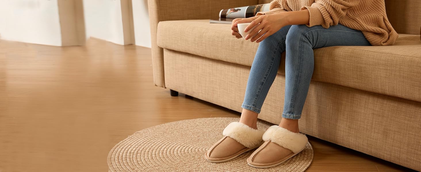 Унісекс зимові домашні капці з ефектом пам'яті (Memory Foam), теплі та м'які, світло-коричневі, розмір 38.5/40 EU