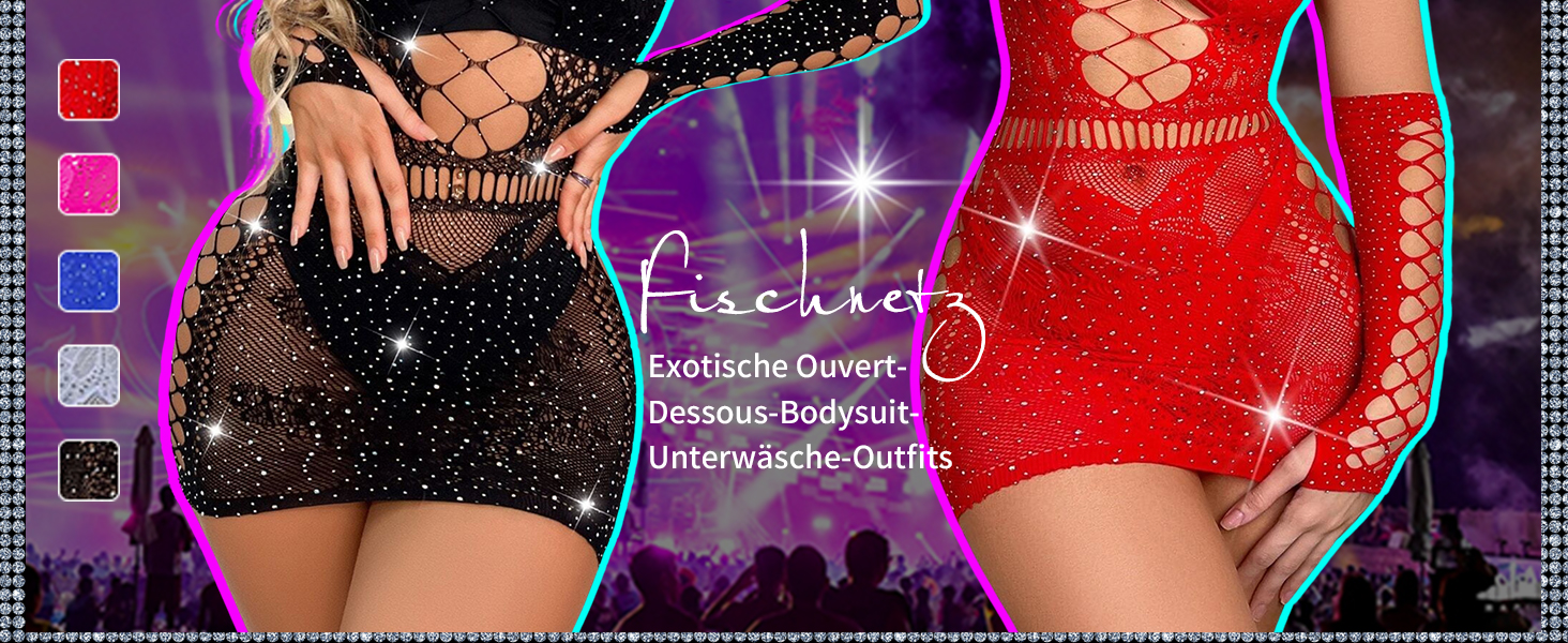 Елегантний жіночий комплект нижньої білизни Ella Lust: мереживний боді, сукня з паєтками та мереживні рукавички. Чорний, універсальний розмір.