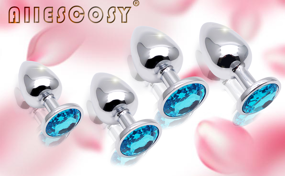 Набір анальних пробок 4 шт. Super Groß zu Klein, срібло, метал. Іграшки для сексу, підходять для початківців, жінок, чоловіків, пар (чорний, синій).