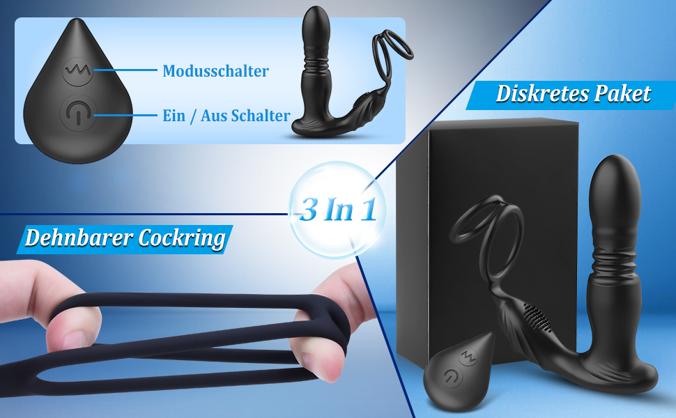 3-в-1 вібратори для анал, масажер простати для чоловіків, секс-іграшки для жінок з 10 режимами вібрації та телескопічною конструкцією