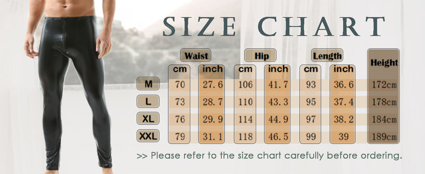 Чоловічі штани-легінси з екошкіри QiaTi, чорні, на блискавці, облягаючі