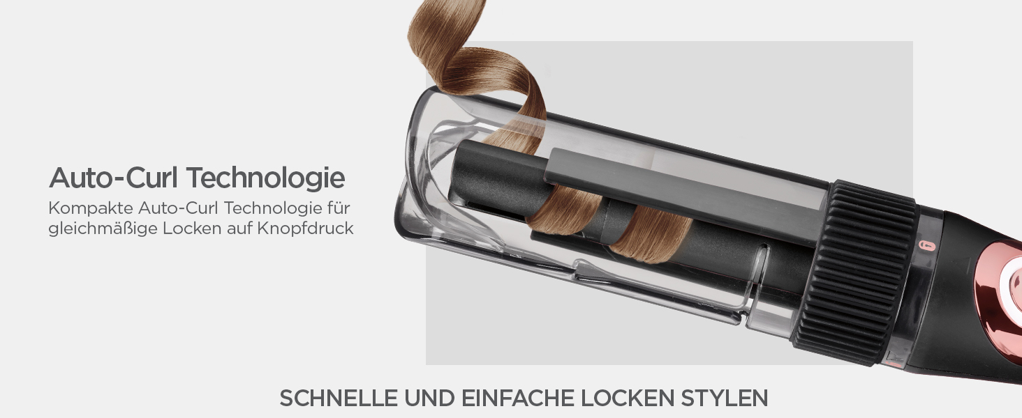 Автоматичний стайлер для локонів BaByliss Curl Secret Lite C1031E, 19 мм, 5 рівнів температури до 210°C, чорний з рожевим золотом
