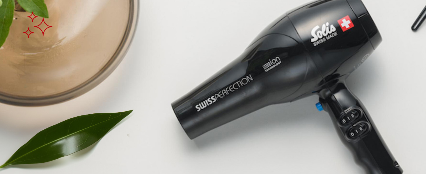 Фен для волосся Solis Swiss Perfection 440 з іонізацією, 2300 Вт, AC-мотор, 3 температурні та 2 швидкісні режими, чорний