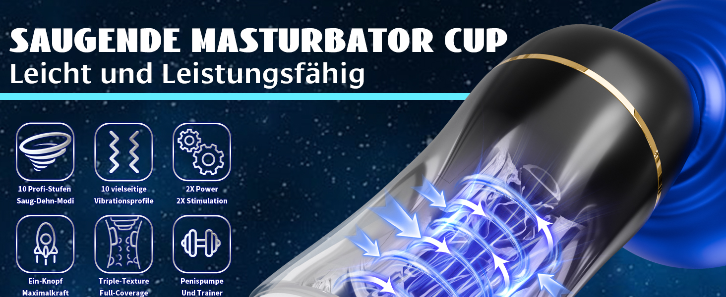 Електричний мастурбатор для чоловіків з 10 рівнями потужності та вібрацією, преміум-якість