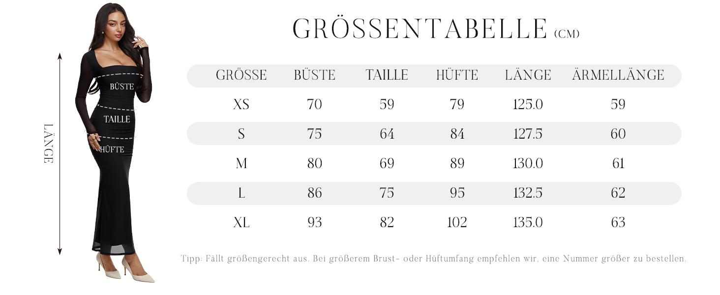 REORIA Максі-сукня для гостей на весілля: довга, з довгими рукавами, прозора сітка, квадратний виріз, обтягуюча, біла, XS
