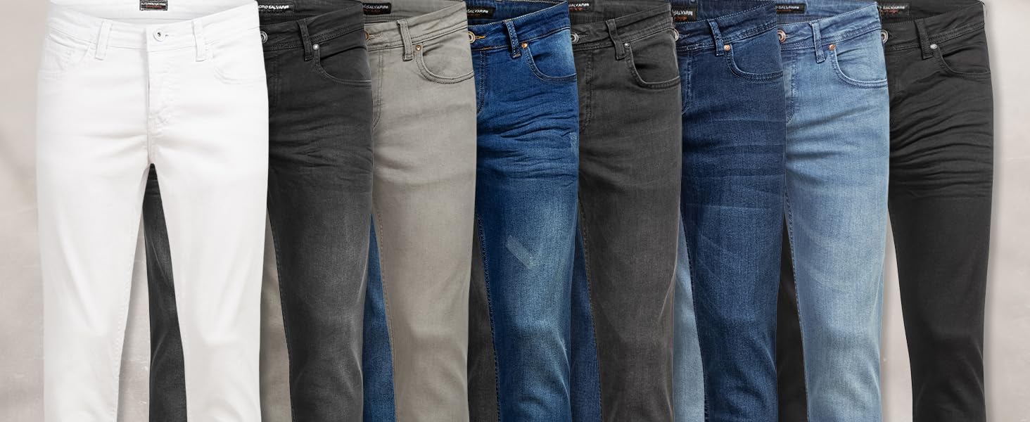 Чоловічі джинси Slim Fit ALESSANDRO SALVARINI з еластичним денімом, білі, розмір 36W / 34L
