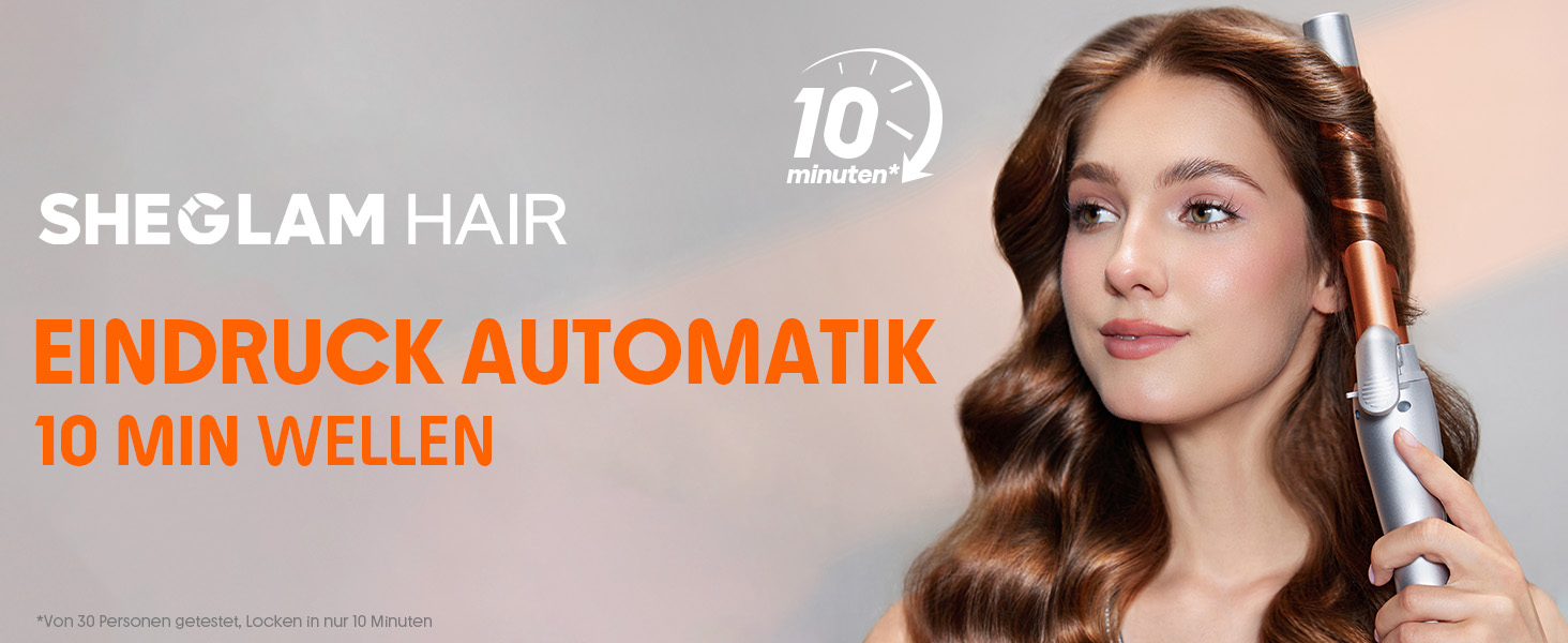 Автоматичний стайлер для об'єму та локонів SHEGLAM 25мм, ротаційний плойка-автомат для довгих волосся, ефект пляжних хвиль, до 220°C, двонапружний