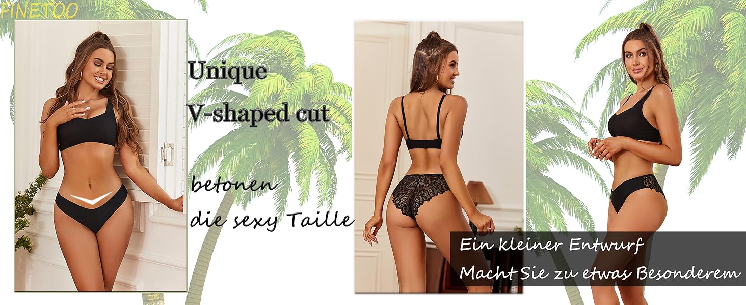 Набір трусиків FINETOO з 6 шт. - безшовні, мереживні, з низькою талією, S-XL