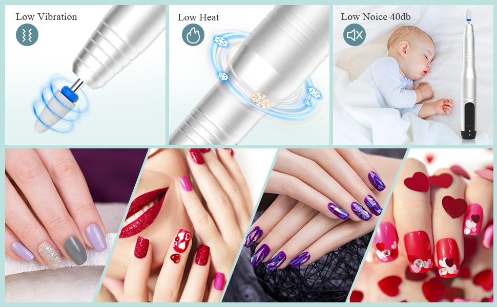 Електричний апарат для манікюру та педикюру TOUCHBeauty AG-2236, бездротовий набір 12 в 1 для нарощених нігтів, гель-лаку та кутикули, USB-зарядка