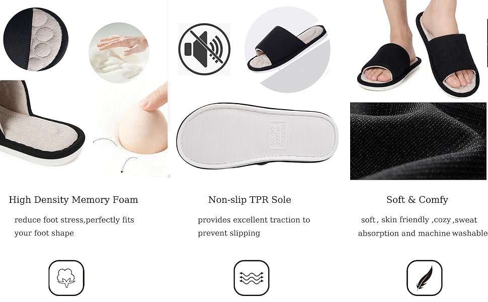 Унісекс домашні капці Dokela з ефектом пам'яті (Memory Foam), дихаючі бавовняні тапочки з відкритим носком, протиковзкі, коричневі, розмір 37/38 EU