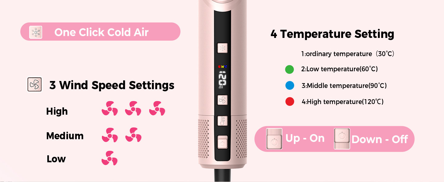 Набір стайлер для волосся 7 в 1 Atopskins Airstyler Pro: фен з дифузором, круглі щітки, випрямляч та плойка для beach waves, Creamrosa