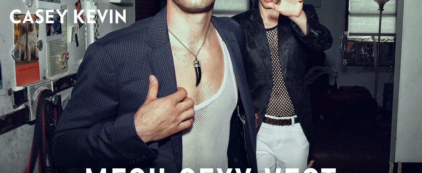 Чоловіча майка-сітка Casey Kevin Herren Netz Tank Top, прозора, з круглим вирізом, для клубної моди, чорна A1