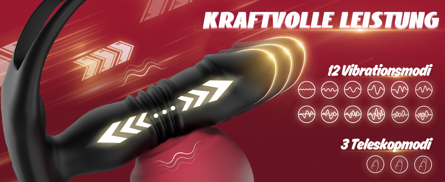 Анальні вібратори Tagrend для чоловіків: великий анальний плагін з 3 режимами вібрації, кільце для статевого члена. Чорний колір.