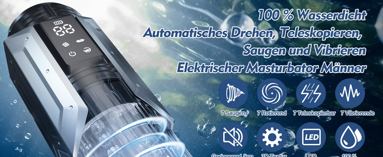 Електричний мастурбатор для чоловіків: секс-іграшка з 7 функціями (сосання, телескоп, обертання, вібрація)