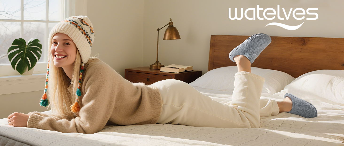 Жіночі зимові капці WateLves з ефектом пам'яті (Memory Foam), теплі та м'які тапочки з штучним хутром, протиковзкі домашні капці на плоскій підошві, зелені, розмір 38/39 EU