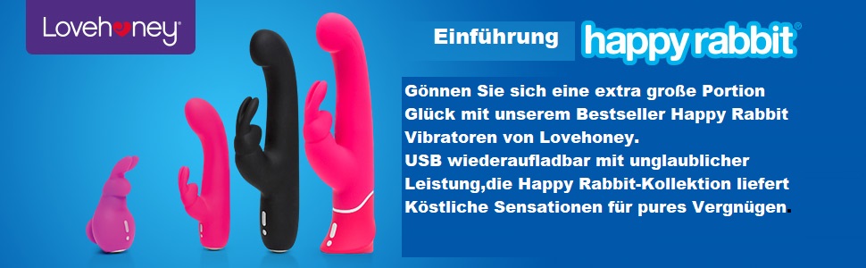 Вібратор Lovehoney Happy Rabbit для G-точки - чорний, з силікону, водонепроникний, з зарядкою, для стимуляції клітора