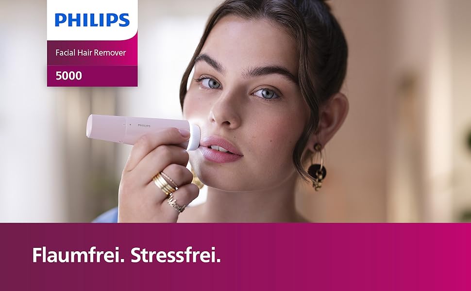 Тример для обличчя Philips 5000 Series BRR454/00, бездротовий гіпоалергенний пристрій для видалення волосся для жінок