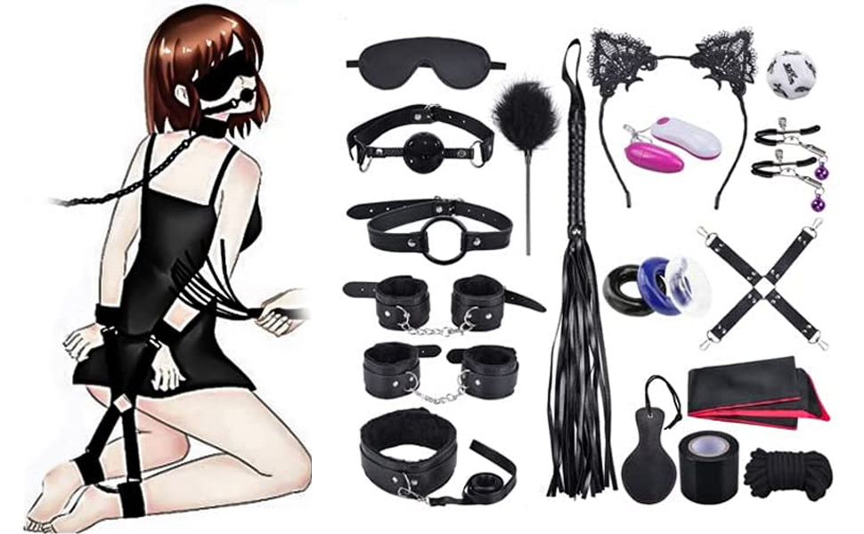 Набір для БДСМ-ігор Qoosea 18 шт. з наручниками та маскою для пар, фетиш-іграшки для дорослих