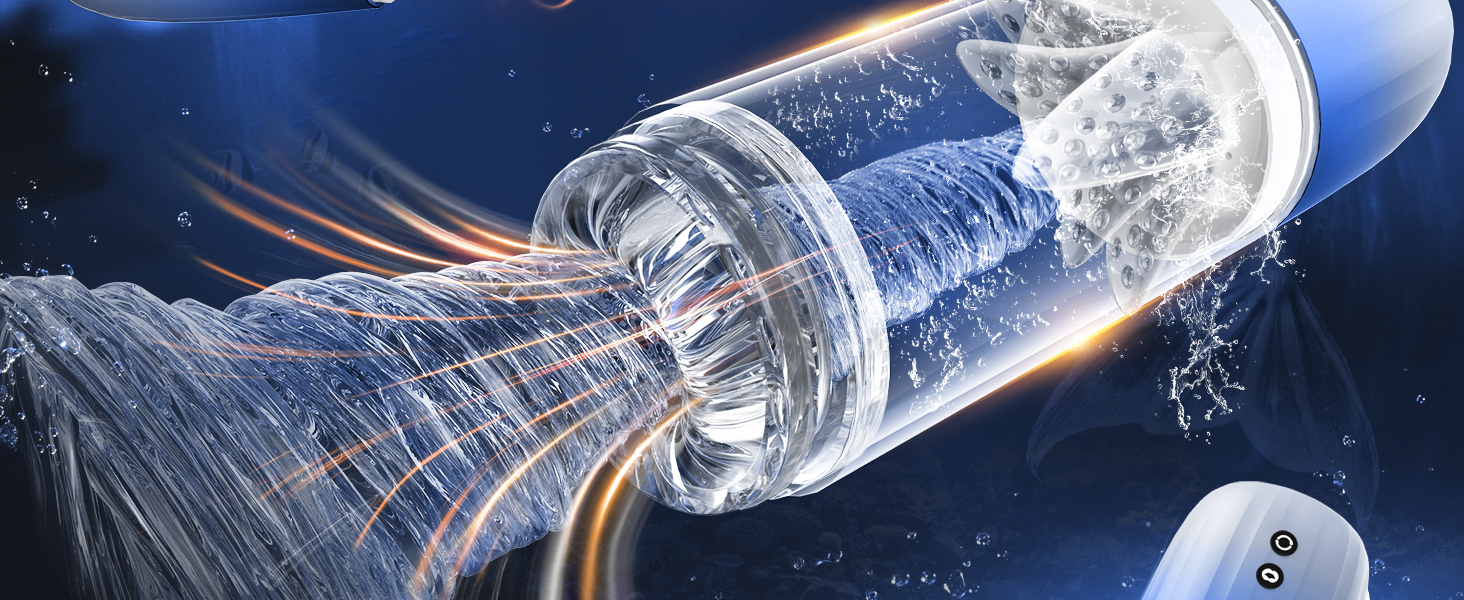 Електричний секс-іграшка для чоловіків з 7 режимами всмоктування та 7 режимами обертання, реалістична вагінальна текстура, IPX7, синій