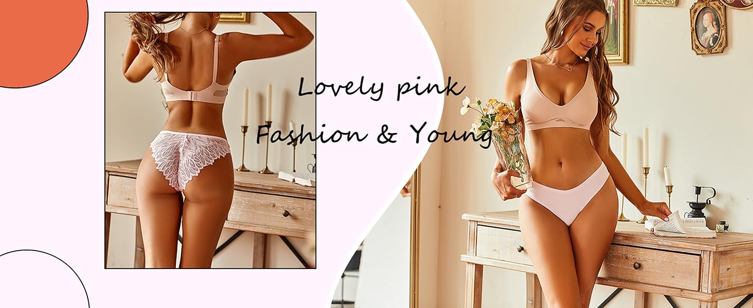 Набір трусиків FINETOO з 6 шт. - безшовні, мереживні, з низькою талією, S-XL