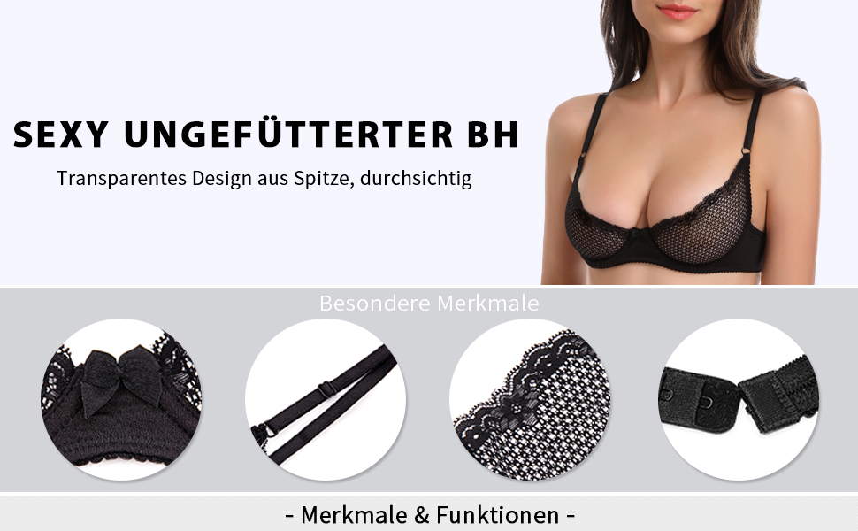 Чорний мереживний балконетний бюстгальтер Wingslove 85B з кісточками, м'який, з сіткою, без вставок