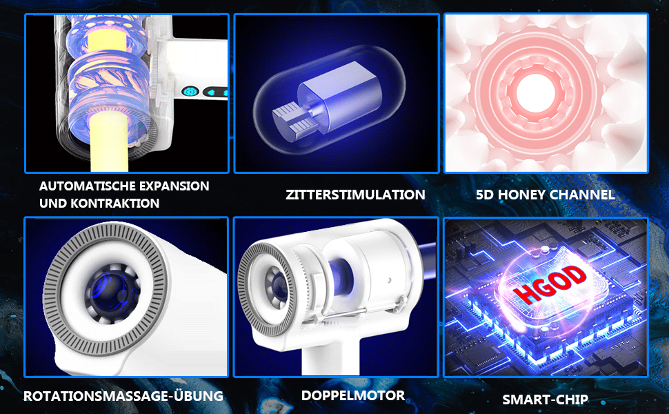 Масажер для чоловіків з телескопічною головкою, 5-позиційний, 7-вібраційний, інноваційний подвійний дизайн