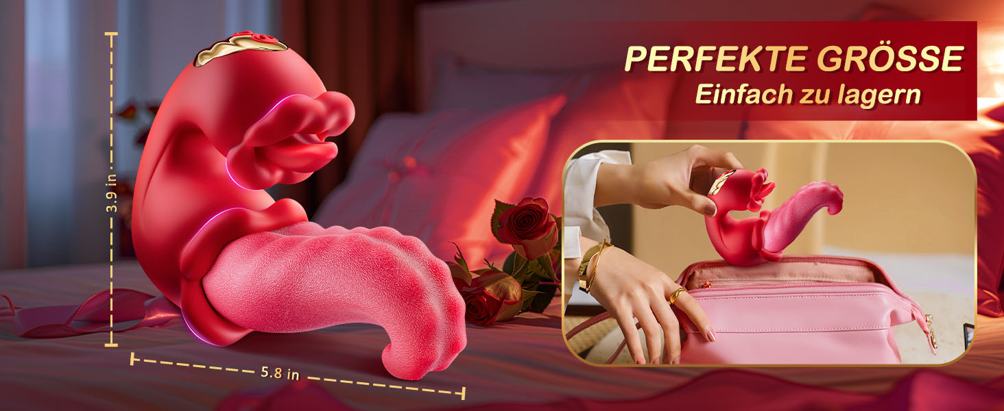 Вібратор для жінок, 3-в-1: вібратор клітора, дildo, масажер. 10 режимів, червоний. Іграшки для дорослих, для пар.