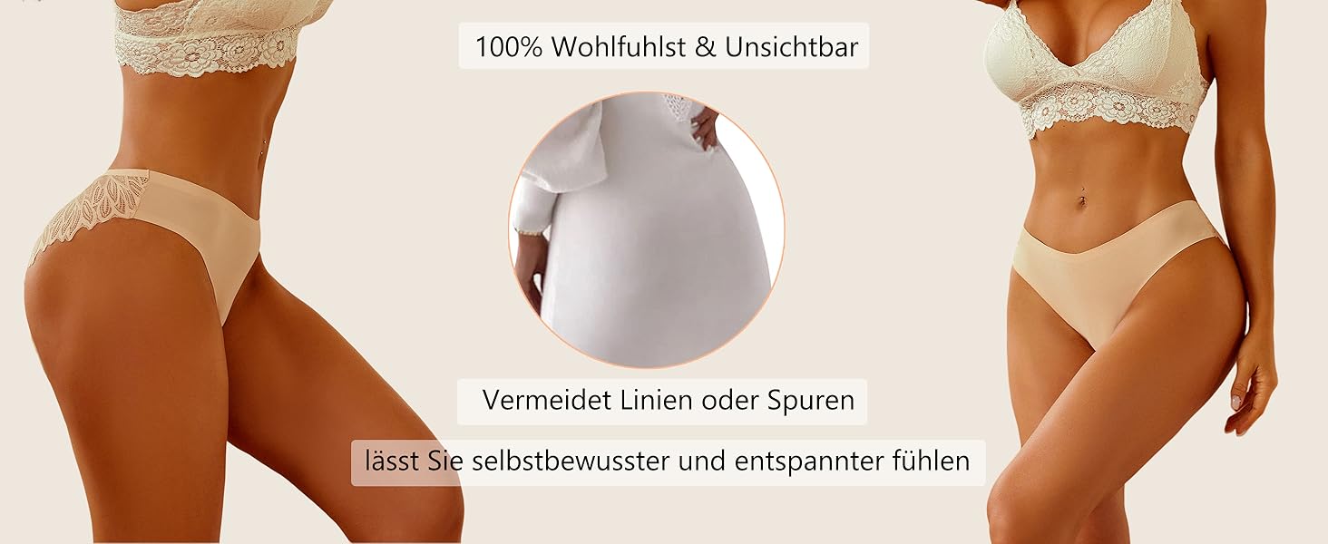 Набір трусиків FINETOO з 6 шт. - безшовні, мереживні, з низькою талією, S-XL