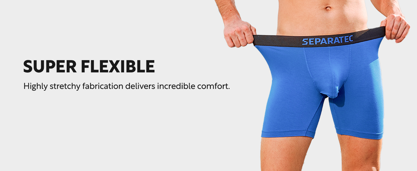 Боксерки чоловічі Separatec 7 шт. з подвійним мішечком, бамбукові, дихаючі, м'які (S, кольори: сіро-блакитний/темно-синій/оливковий/чорний/темно-сірий/темно-фіолетовий/сіро-ліловий)