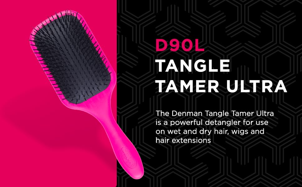 Щітка-розплутувач для волосся Denman Tangle Tamer Ultra D90L для кучерявого та натурального волосся, рожева
