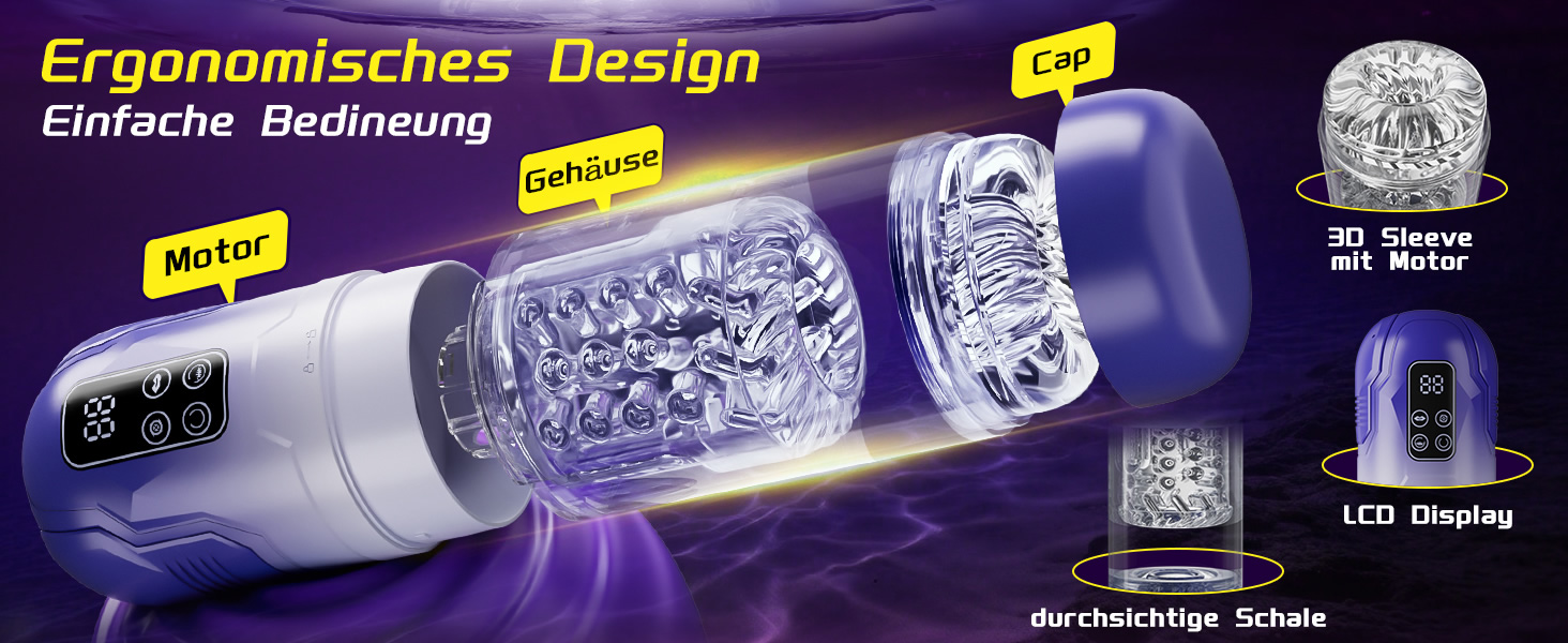 Електричний мастурбатор для чоловіків з телескопічною конструкцією, ротацією, вібрацією та функцією соски. Масажер для пеніса, секс-іграшка.