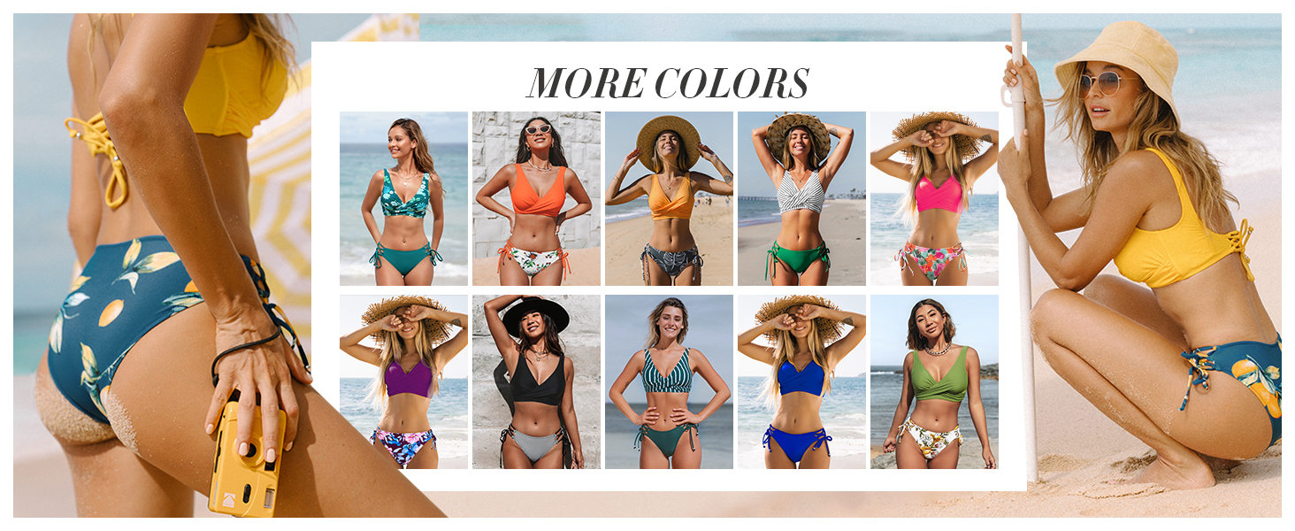 CUPSHE Bikini Set: Розкішний двочастинний купальник з квітковим принтом, низька посадка, шнурівка, лимонний колір