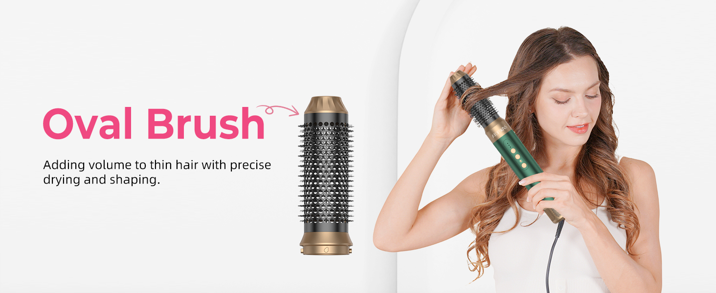 Мультифункціональний стайлер для волосся 7 в 1 Atopskins Airstyler Pro: фен з дифузором, круглі щітки, випрямляч та плойка для локонів Beach Waves, зелено-золотий