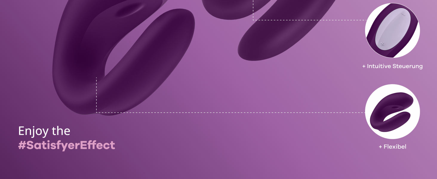 Satisfyer Double Joy Connect App - парний вібратор з керуванням через додаток | 9 см | Інтимні іграшки для пар | Сильні вібрації | Керування через додаток | Фіолетовий колір