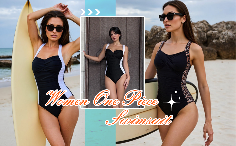 Купальник жіночий сліп з ефектом корекції фігури Monokini, чорний з леопардовим принтом