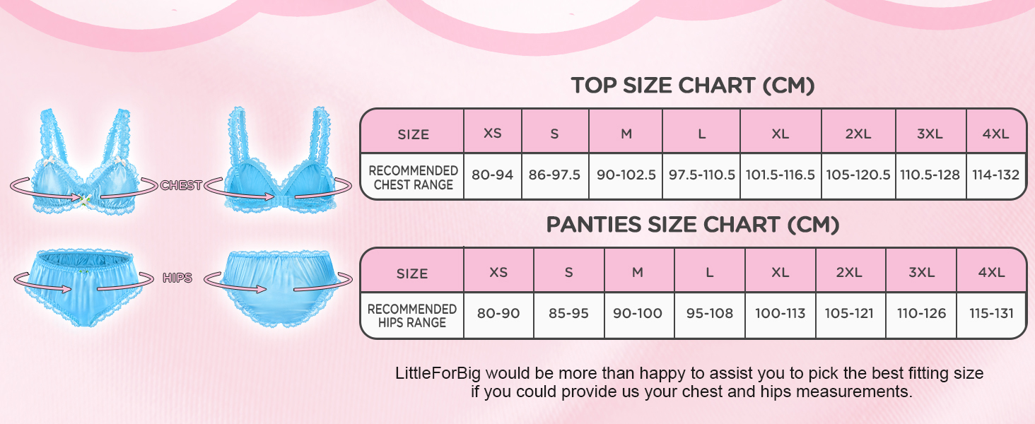 Набір спідньої білизни LittleForBig Sissy з мереживом та рюшами, блакитний, 4XL